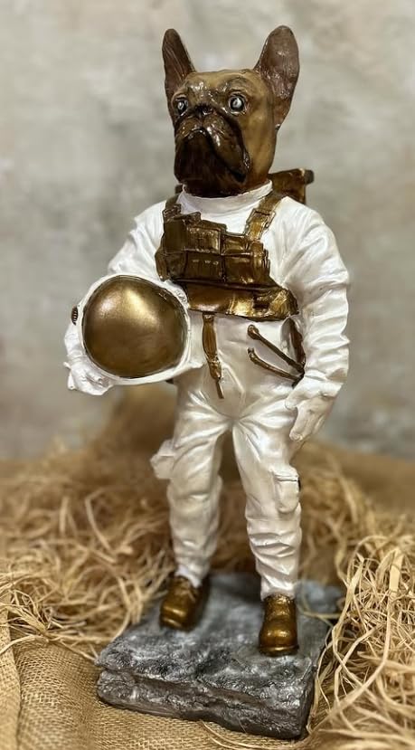 Astronaut BullDog Figurine, Dog In Spacesuit Statue, Space-Themed Bulldog Sculpture, Animal Astronaut Decor, Dog Lover Home Decor