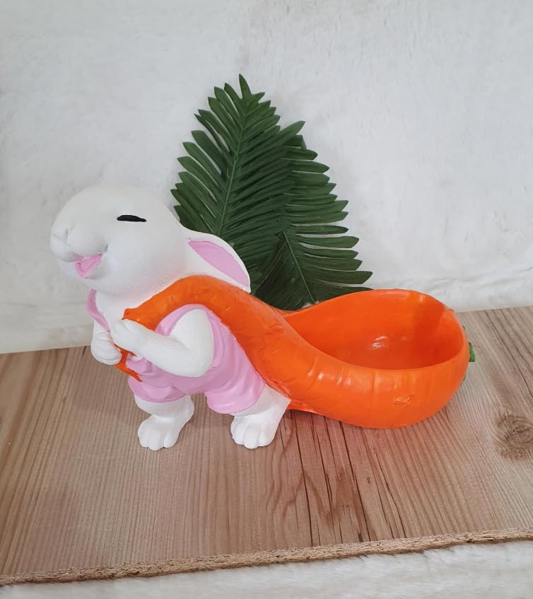 Whimsical Bunny Planter Decor, Rabbit Figurine Pot, Cute Bunny Flower Pot, Farmhouse Rabbit Decor, Easter Bunny Planter, Animal Planter, Rabbit Planter Decor, Bunny Planter Statue