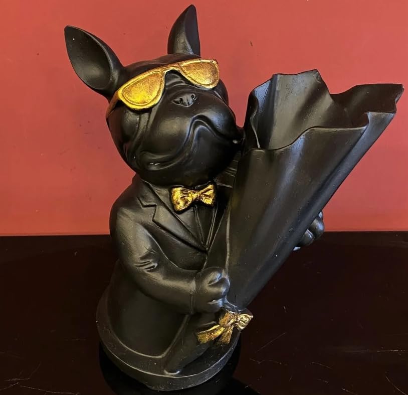 French Bulldog Figurine with Bouquet, Stylish Bulldog Statue, French Bulldog Decor, Dog Lover Gift Idea, Bulldog Vase, Unique Bulldog Decor, French Bulldog Decor