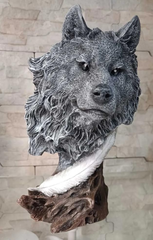 Wolf Head Sculpture, Wolf Lover Gift, Rustic Wolf Home Decor, Wolf Bust, Wildlife Lover Gift, Polyester Wolf Statue, Gothic Wolf Figurine, Wolf Head Statue, Wolf Head Decor