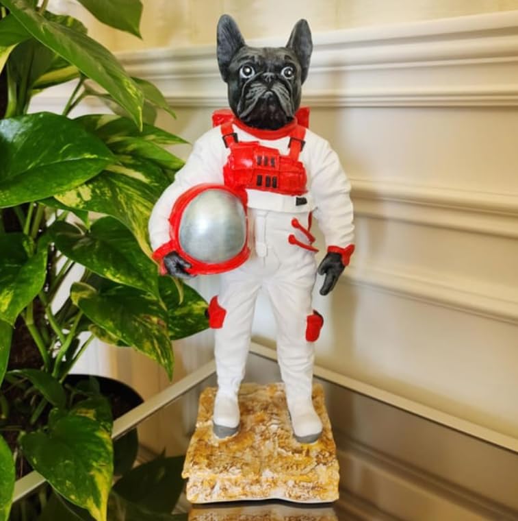 Astronaut BullDog Figurine, Dog In Spacesuit Statue, Space-Themed Bulldog Sculpture, Animal Astronaut Decor, Dog Lover Home Decor