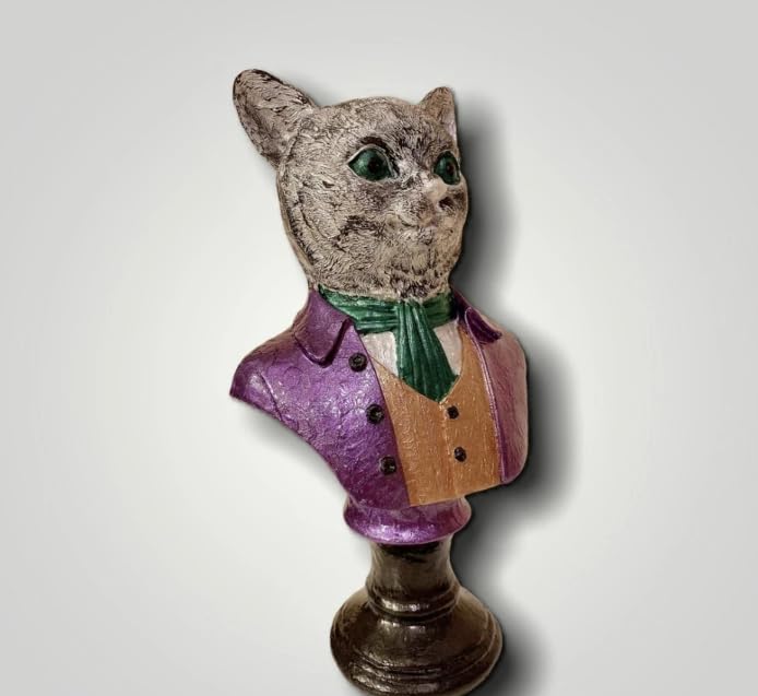 Tuxedo Katzenbüste Statue, Elegante Katzenskulptur, Elegante Katzenfigur mit Tuxedo, Gentleman Katzenbüste Statue, Tuxedo Katzenstatue, Katzenskulptur
