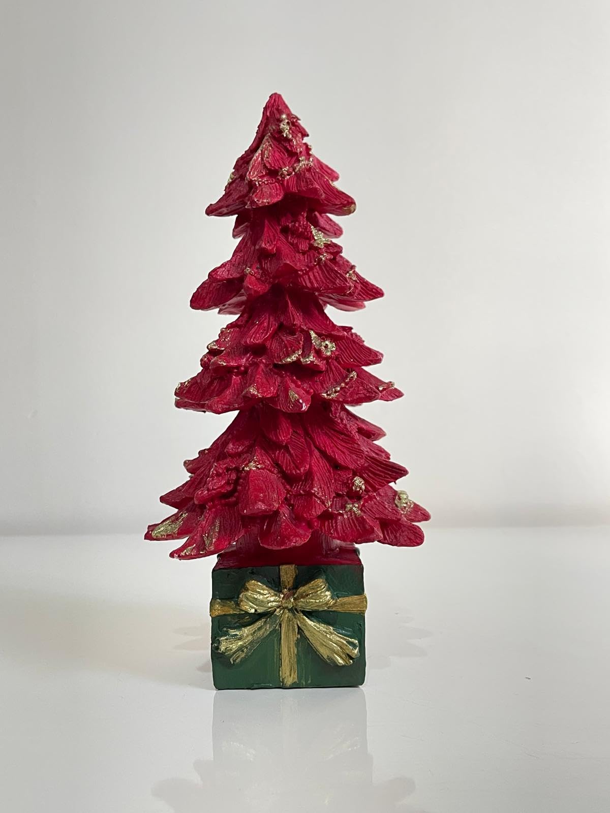 Glittered Resin Christmas Tree Sitting on Present Base, Handmade Christmas Tree, Tabletop Christmas Decoration, Christmas Tree Sculpture, Christmas Tree Decor, Christmas Tree Statue