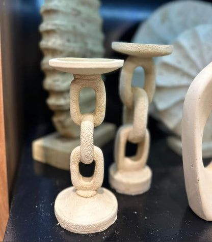 Handmade Chain Shaped Candle Holders Set of 2, Handmade Decorative Candle Stand, Rustic Tabletop Candle Holders, Candle Holder Decor, Chain Candlestick