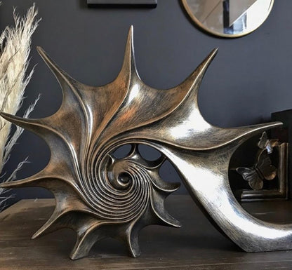 Spiral Fossil Sculpture, Nautical Coastal Decor, Polyester Nautical Fossil Decor, Fossil Shell Statue, Seashell Fossil Sculpture, Fossil Shell Sculpture