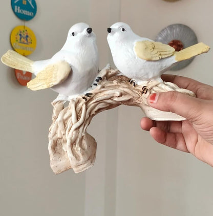 Charming Bird Statue with Two Birds on Branch, Polyester Nature Decor, Bird Statue, Bird Sculpture, Bird Decor, Polyester Bird Statue