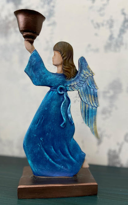 Portacandele a forma di angelo alato, portacandele a forma di angelo, portacandele a forma di angelo, portacandele a forma di bambina, portacandele a forma di statuina di angelo