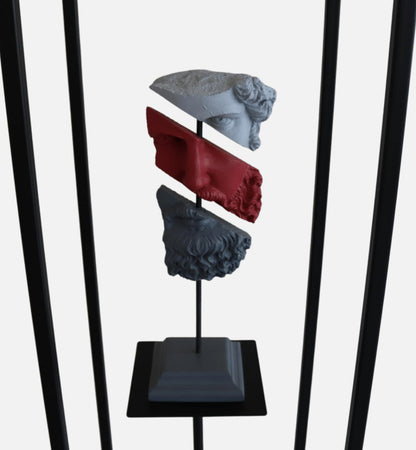 Modern Poseidon Sculpture on Pedestal, Contemporary Poseidon Bust Statue, Polyester Poseidon Head Statue with Stand, Poseidon Face Statue