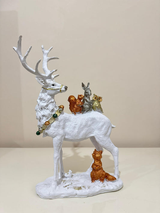 Deer Figurine, Christmas Deer Sculpture, Holiday Deer Statue, Festive Home Decor, Winter Deer Figurine, Christmas Tabletop Decor, Christmas Deer Decor, Christmas Deer Sculpture, Deer Decor