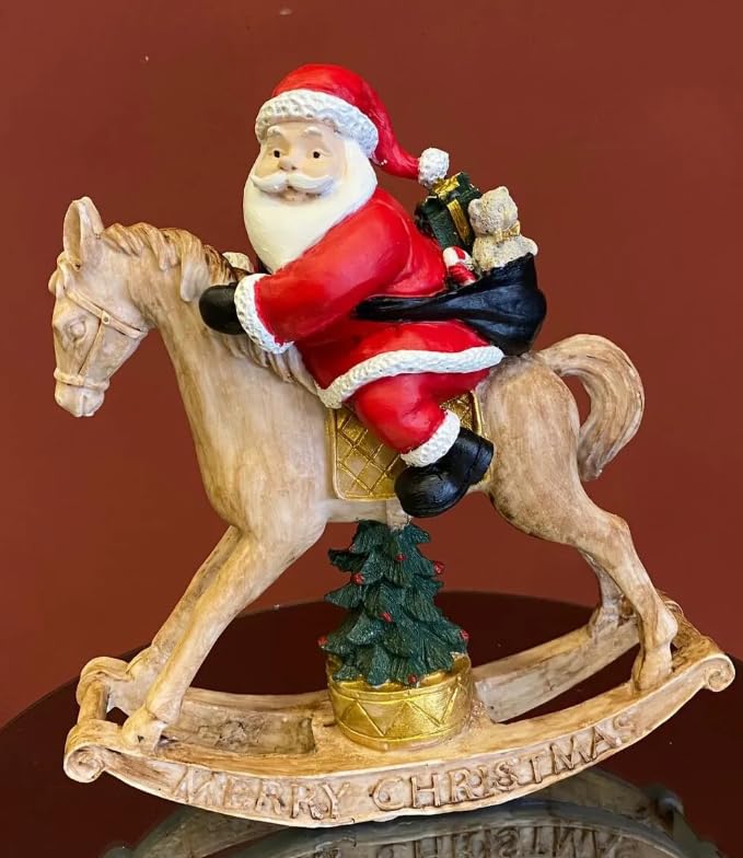 Santa Claus Riding Horse Figurine, Hand-painted Santa figurine, Unique Christmas Decorations, Santa Decor, Santa Claus Decor, Santa Decor, Santa Sculpture