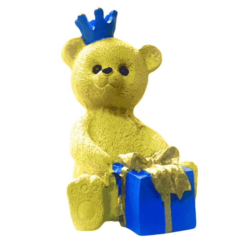 Gift Wrapped Bear Statue, Crowned Bear Figurine, Handmade Gift Bear Statue, Crowned Bear Statue, Handmade Bear Statue, Crowned Bear Decor, Crowned Bear Sculpture, Gift Wrapped Bear Decor
