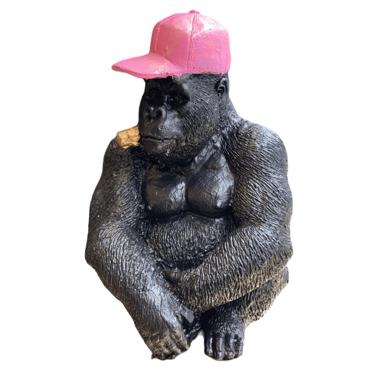 Smoking Gorilla Statue with Cap, Cool Gorilla Smoking Pipe Decor, Urban Style Gorilla Statue with Hat, Gorilla Statue with Cigarette and Cap