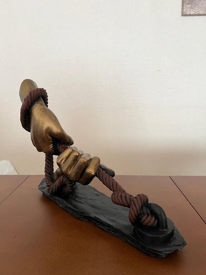 Decorative Hand Wrapped In Rope Sculpture, Hands Wrapping a Rope Figurine, Hand Sculpture Decor, Tug of War Figurine, Artistic Rope Statue, Rope Sculpture