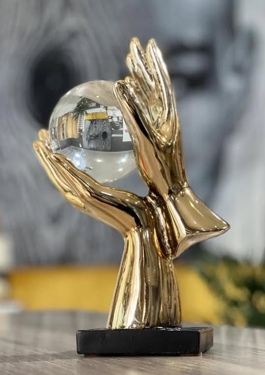 Hands Crystal Ball Sculpture, Elegant Hand Statue with Crystal Sphere, Hands Sculpture, Crystal Ball Statue, Mystical Home Decor, Ball Decor, Crystal Ball Decor, Crystal Ball Sculpture