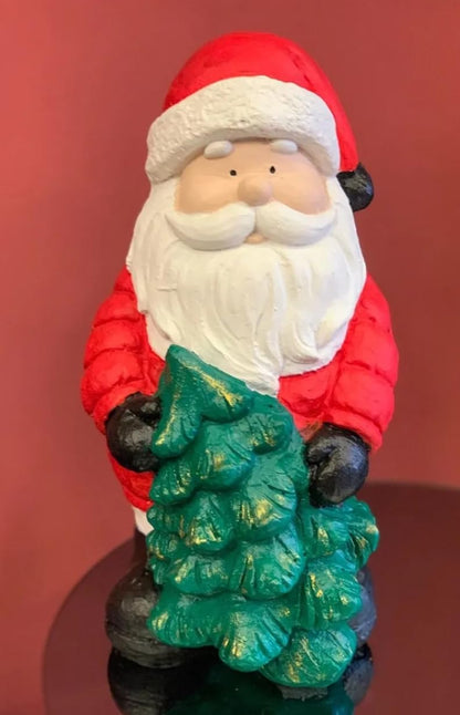 Santa with Christmas Tree Figurine, Decorative Santa Claus, Christmas Decorations, Santa Claus Statue, Christmas Gift, Christmas Santa Decor