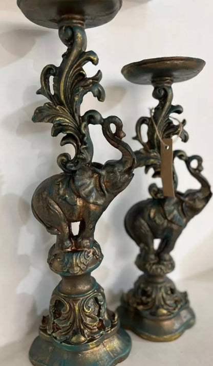 Elephant Candlestick Holder Set of 2, Elephant Candle Holder, Elephant Candlestick, Vintage Elephant Candlestick, Polyester Candle Holder