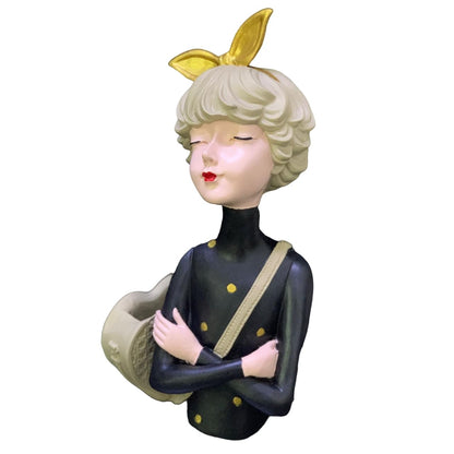 Cute Girl Sculpture with Bag, Girl Sculpture, Elegant Girl Decor, Girl with Bag Decor, Charming Tabletop Decor, Valentine’s Gift Ideas, Girl Sculpture, Girl Statue, Girl Decor