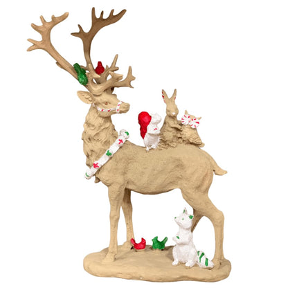 Deer Figurine, Christmas Deer Sculpture, Holiday Deer Statue, Festive Home Decor, Winter Deer Figurine, Christmas Tabletop Decor, Christmas Deer Decor, Christmas Deer Sculpture, Deer Decor