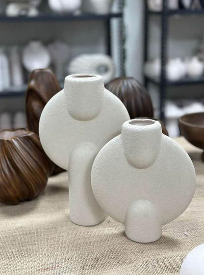 Modern Ceramic Vase Set or Single, Modern Vase, Textured Ceramic Vase, Round Ceramic Vase, Modern Vase Set, Ceramic Flower Vase