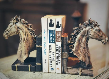 Elegant Horse Bookends, Horse Bookends Decor, Horse Head Bookshelf Decor, Stylish Bookends Gift, Polyester Bookend Set,Horse Statue Bookends