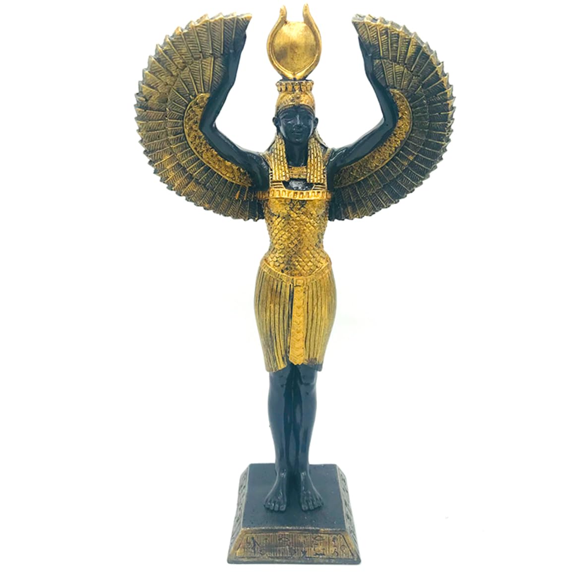 Ägyptische Isis-Statue mit offenen Flügeln, Ägyptische Isis-Statue mit Flügeln, Isis-Statue mit offenen Flügeln, Isis-Statue aus Polyester