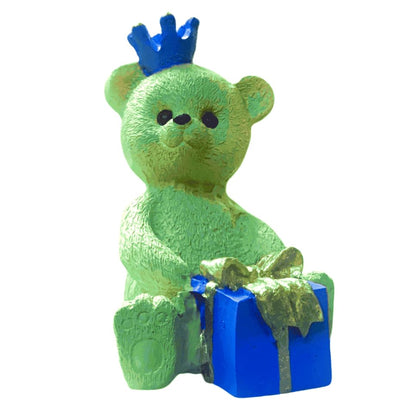 Gift Wrapped Bear Statue, Crowned Bear Figurine, Handmade Gift Bear Statue, Crowned Bear Statue, Handmade Bear Statue, Crowned Bear Decor, Crowned Bear Sculpture, Gift Wrapped Bear Decor