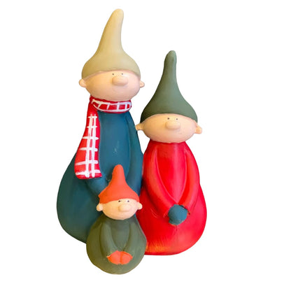 Christmas Gnome Family Figurine Set of 3, Holiday Elf Family, Seasonal Home Decor, Christmas Gift Idea, Holiday Accent Piece, Gnome Statue, Gnome Sculpture, Gnome Figurine