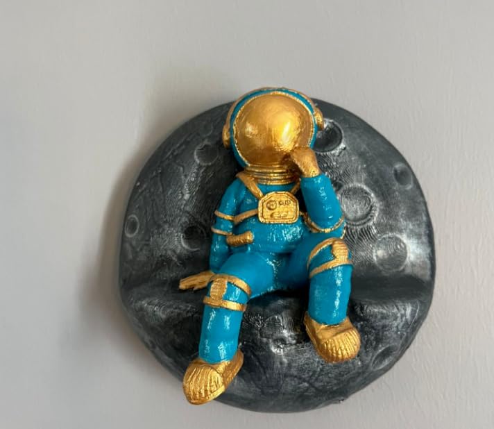 Astronaut Figurines, Astronaut Wall Decor, Modern Astronaut Wall Decor, Space Theme Decor, Astronaut Moon Sculpture, Space Gift Idea, Astronaut Wall Statue, Astronaut Wall Sculpture