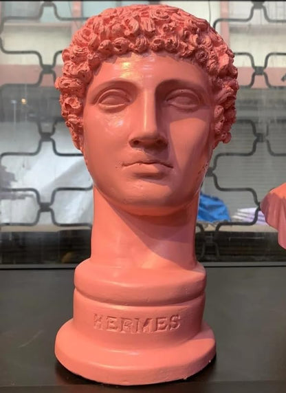 Griechische Hermes-Statue, abstraktes Gesicht, griechische Büstenskulptur, zeitgenössische griechische Mythologie-Skulptur, klassischer Büsten-Wohnakzent