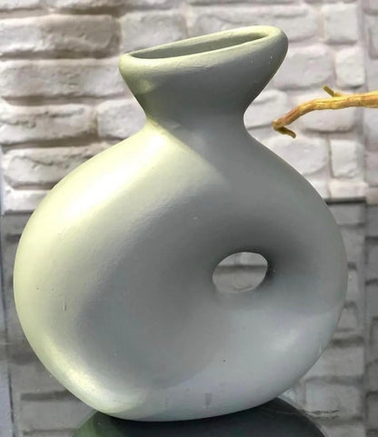 Holey Ceramic Vase, Nordic Style Vase, Round Vase with Hole, Decorative Vase for Dried Flowers, Scandinavian Style Vase, Boho Vase, Ceramic Vase, Round Vase, Scandinavian Vase