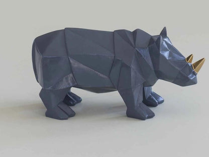 Modern Geometric Rhino Statue in Cubic Design, Geometric Rhino Sculpture, Cubic Rhino Statue, Minimalist Rhino Decor, Abstract Rhino Decor