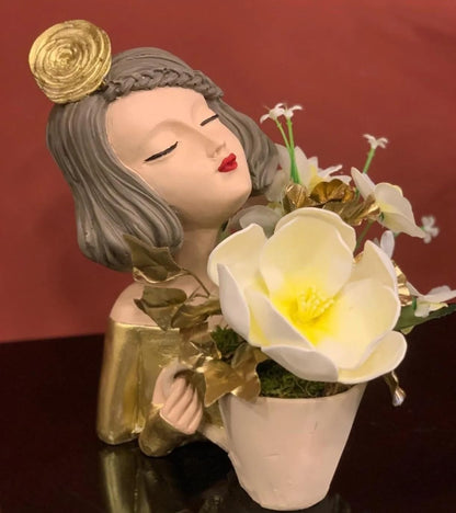 Elegant Female Figurine Holding a Mug, Handcrafted Girl Sculpture, Female Art Statue, Stylish Tabletop Sculpture, Female Statue, Girl Statue, Girl Decor, Girl Sculpture