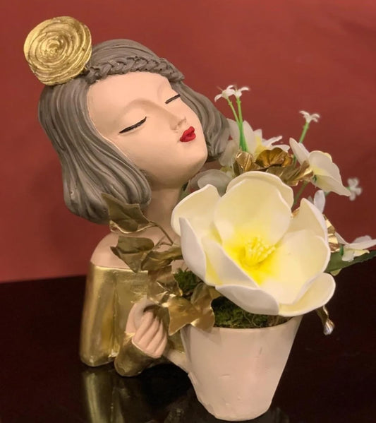 Elegant Female Figurine Holding a Mug, Handcrafted Girl Sculpture, Female Art Statue, Stylish Tabletop Sculpture, Female Statue, Girl Statue, Girl Decor, Girl Sculpture