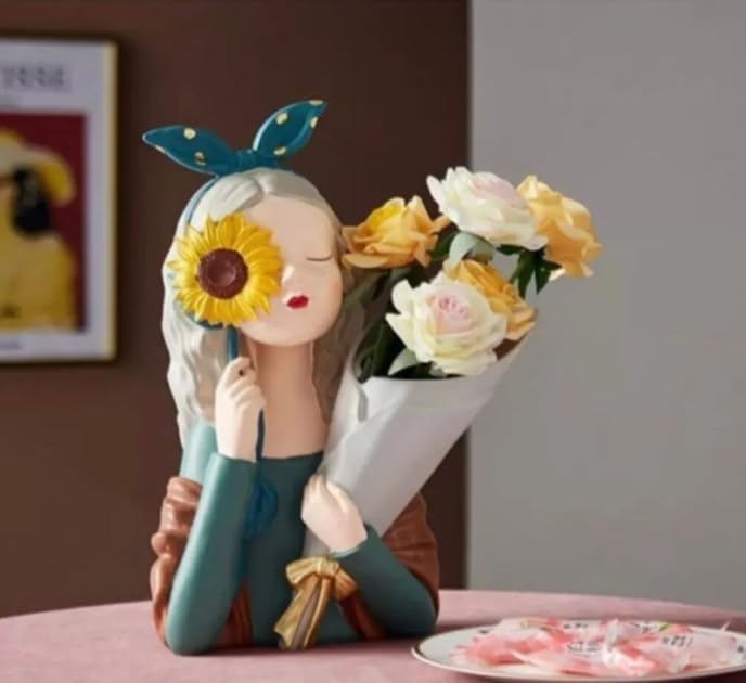 Elegant Girl Flower Vase, Romantic Gift Idea, Girl Flower Vase, Artistic Girl Sculpture, Romantic Floral Holder, Unique Flower Vase, Girl Flower Decor, Girl Flower Statue