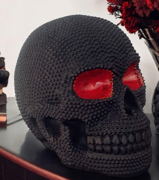 Skull Sculpture with Textured Detail, Gothic Polyester Skull Decor, Skull Decor for Shelves, Textured Surface Skull Decor, Skull Statue, Skull Sculpture, Skull Decor, Skull Objects
