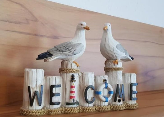 Nautical Seagull Welcome Sign Sculpture, Seagull Welcome Sign, Coastal Home Decor, Nautical Beach Decor, Welcome Sign Gift, Seagull Statue