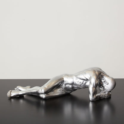 Scultura di figura maschile sdraiata, statua astratta del corpo umano, statua artistica di figura maschile, opera d'arte del corpo maschile, scultura di figura maschile, scultura maschile, statua maschile, decorazione maschile