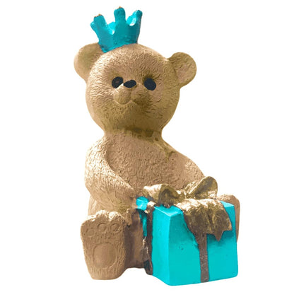 Gift Wrapped Bear Statue, Crowned Bear Figurine, Handmade Gift Bear Statue, Crowned Bear Statue, Handmade Bear Statue, Crowned Bear Decor, Crowned Bear Sculpture, Gift Wrapped Bear Decor