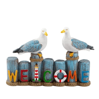 Nautical Seagull Welcome Sign Sculpture, Seagull Welcome Sign, Coastal Home Decor, Nautical Beach Decor, Welcome Sign Gift, Seagull Statue