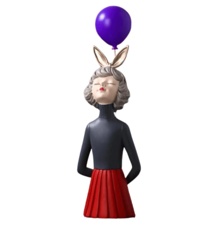 Girl Balloon Statue with Skirt and Bunny Ears, Girl Balloon Statue, Unique Gift Statue, Girl Sculpture Decor, Girl Balloon Sculpture, Girl Balloon Decor, Girl Balloon Objects