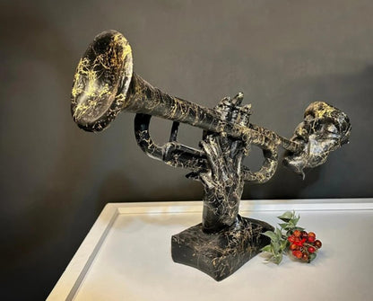 Unique Trumpet Player Statue for Home Decor, Handcrafted Jazz Music Sculpture, Music Themed Home Accent, Trumpet Player Statue, Jazz Decor, Trumpet Player Decor