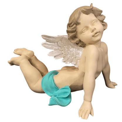 Reclining Angel Statue, Elegant Decorative Cherub Figurine, Reclining Angel Decor, Handmade Reclining Angel Figurine, Elegant Angel Decor, Reclining Angel Sculpture, Reclining Angel Object