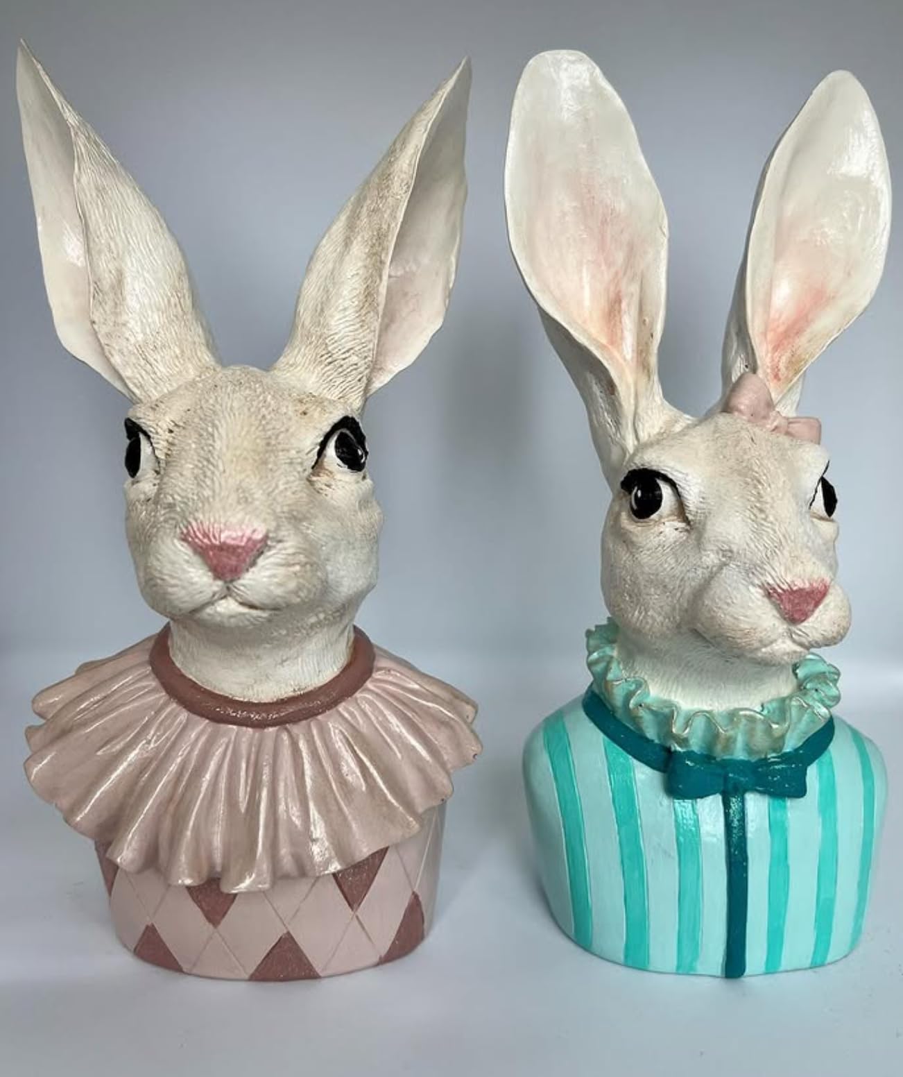 Bunny Bust Figurines, Bunny Bust Decor, Rabbit Figurines Set, Bunny Art Decor, Bunny Decor, Easter Rabbit Figurine, Handmade Rabbit Figurine