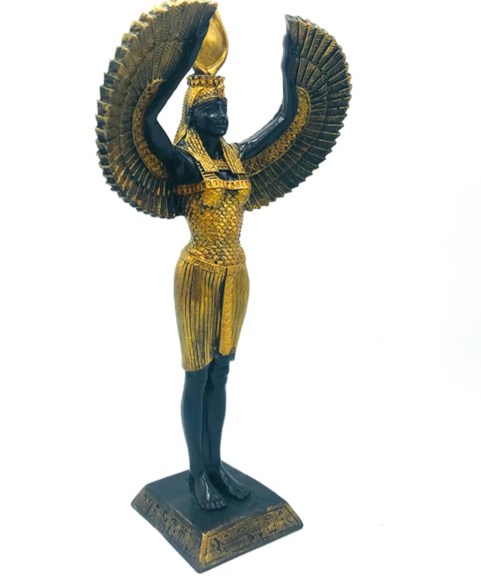 Ägyptische Isis-Statue mit offenen Flügeln, Ägyptische Isis-Statue mit Flügeln, Isis-Statue mit offenen Flügeln, Isis-Statue aus Polyester