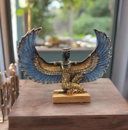 Egyptian Maat Statue with Open Wings, Ancient Egypt Maat Sculpture, Egyptian Winged Maat Figurine, Egyptian Mythology Statue of Maat, Maat Sculpture, Maat Statue, Maat Decor