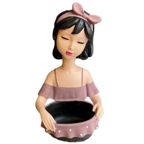 Girl Figurine Decor, Girl With Bowl Sculpture, Handmade Lady Bowl, Cute Girl Figurine Holder, Lady Hamper Figurine, Girl Sculpture, Girl Statue, Girl Decor, Girl Objects