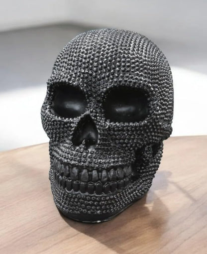 Skull Sculpture with Textured Detail, Gothic Polyester Skull Decor, Skull Decor for Shelves, Textured Surface Skull Decor, Skull Statue, Skull Sculpture, Skull Decor, Skull Objects