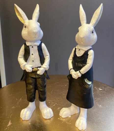 Elegant Vintage Bunny Couple Figurines, Easter Rabbit Decorations, Bunny Statues, Bunny Decor, Elegant Rabbit Home Decor, Rabbit Sculpture, Rabbit Decor, Rabbit Statue