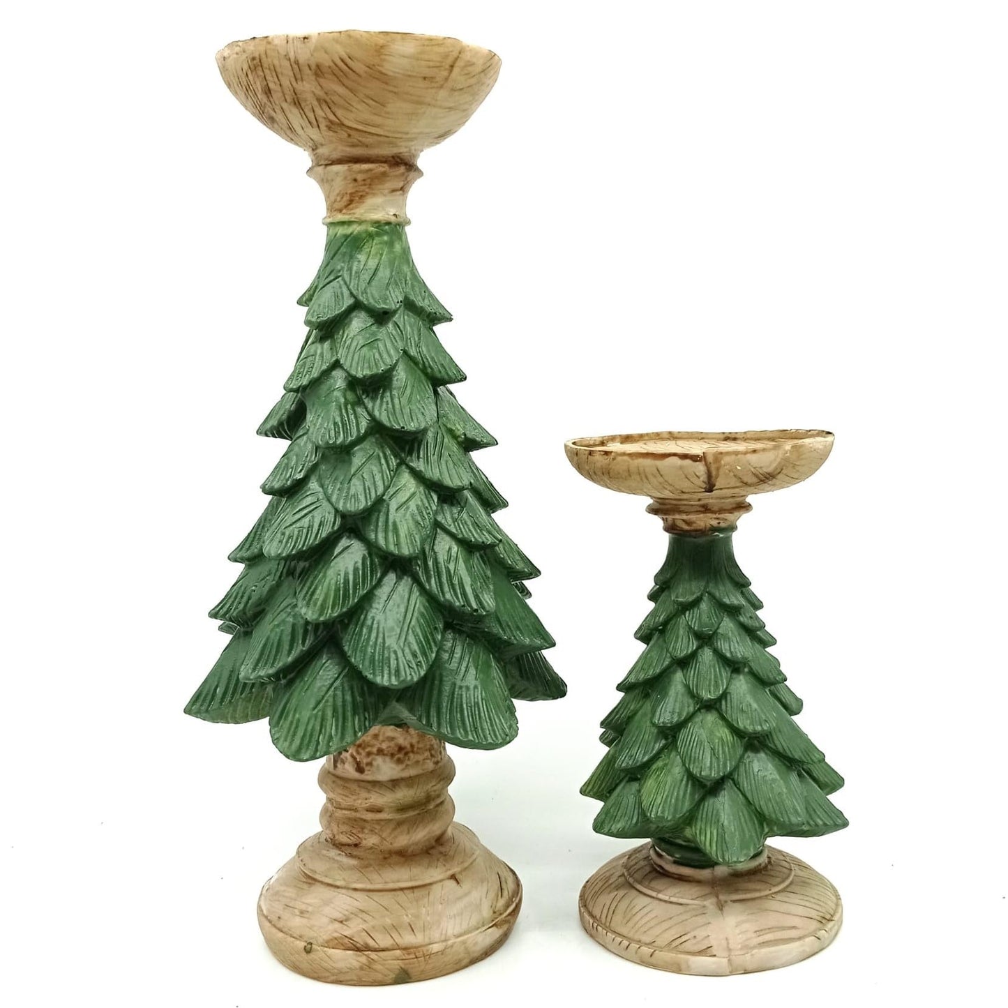 Tree Candle Holder set of 2, Pine Tree Figurine, Christmas Tree Decor, Seasonal Tree Figurine, Christmas Decor Gift, Holiday Tree Decor, Tree Candle Holder