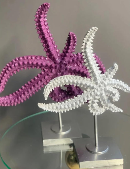 Starfish Sculpture Set of 2, Coastal Starfish Decor, Starfish Figurine, Ocean Decor Accent, Home Accessories, Coastal Sculpture, Coastal Figurine, Starfish Sculpture